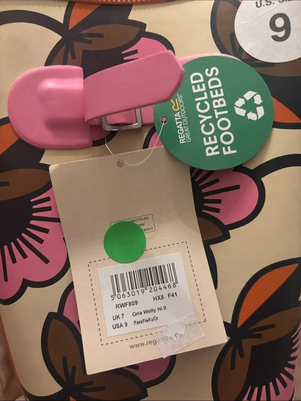 Regatta x Orla Kiely Welly Hi II in Passion Floral Rain Boots Size 9 ~ NWT